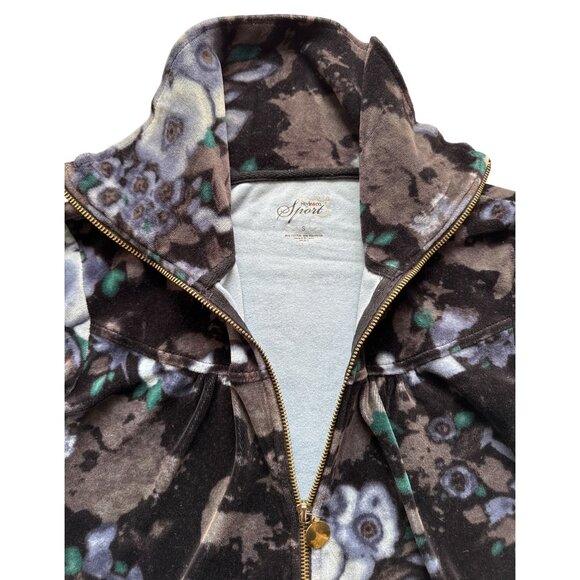 Style & Co Sport Floral Patterned Zip-Up Velour Jacket with High Collar & Gold Z - Picture 5 of 10